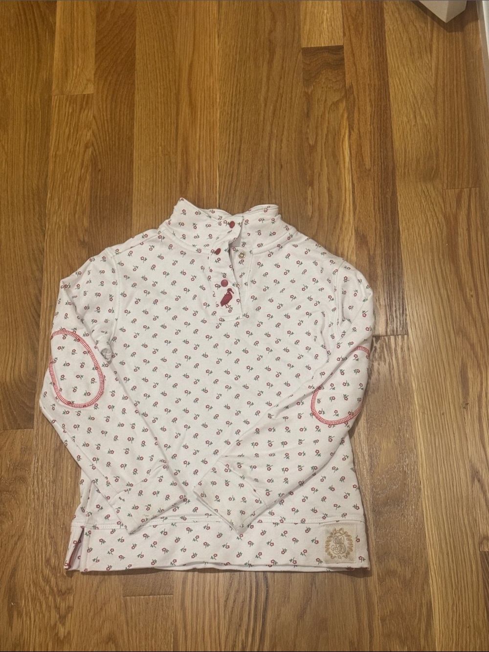 The Beaufort Bonnet Company White Long-Sleeve Polo with Flower Red Accents